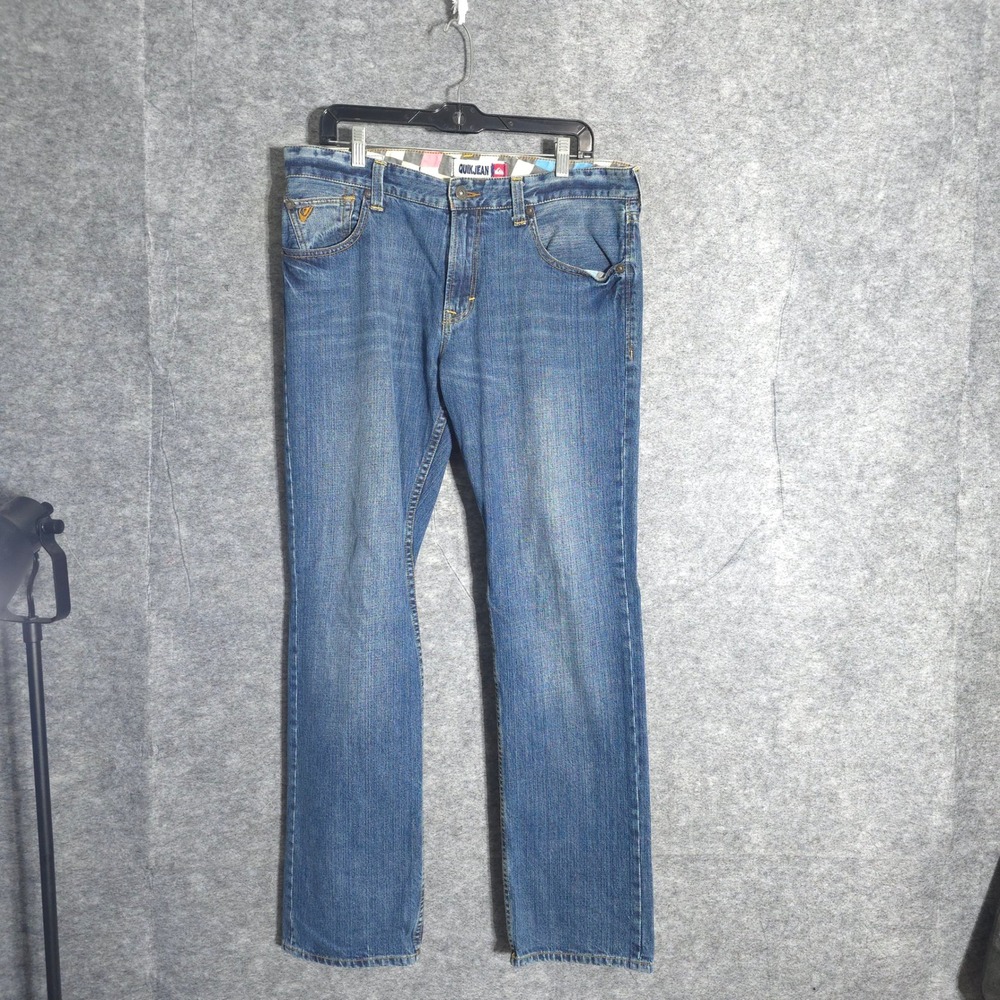 Quiksilver Quikjean Mens 34 Blue Straight Leg Cotton Denim Pants Y2K Baggy Skate